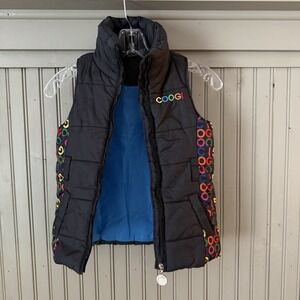 Kids VTG Coogie Black Spell Out Puffer Vest 90s Y2k Girls Med Size 5 Ski Jacket
